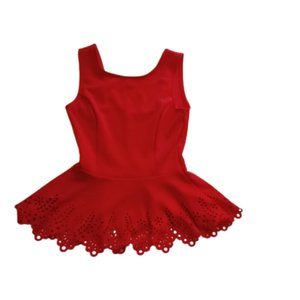 ---  Salmon Red Peplum Top Fits XS